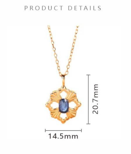 S925 Sterling Silver Natural Gemstone Necklace Vintage Brushed Metal Clavicle Chain
